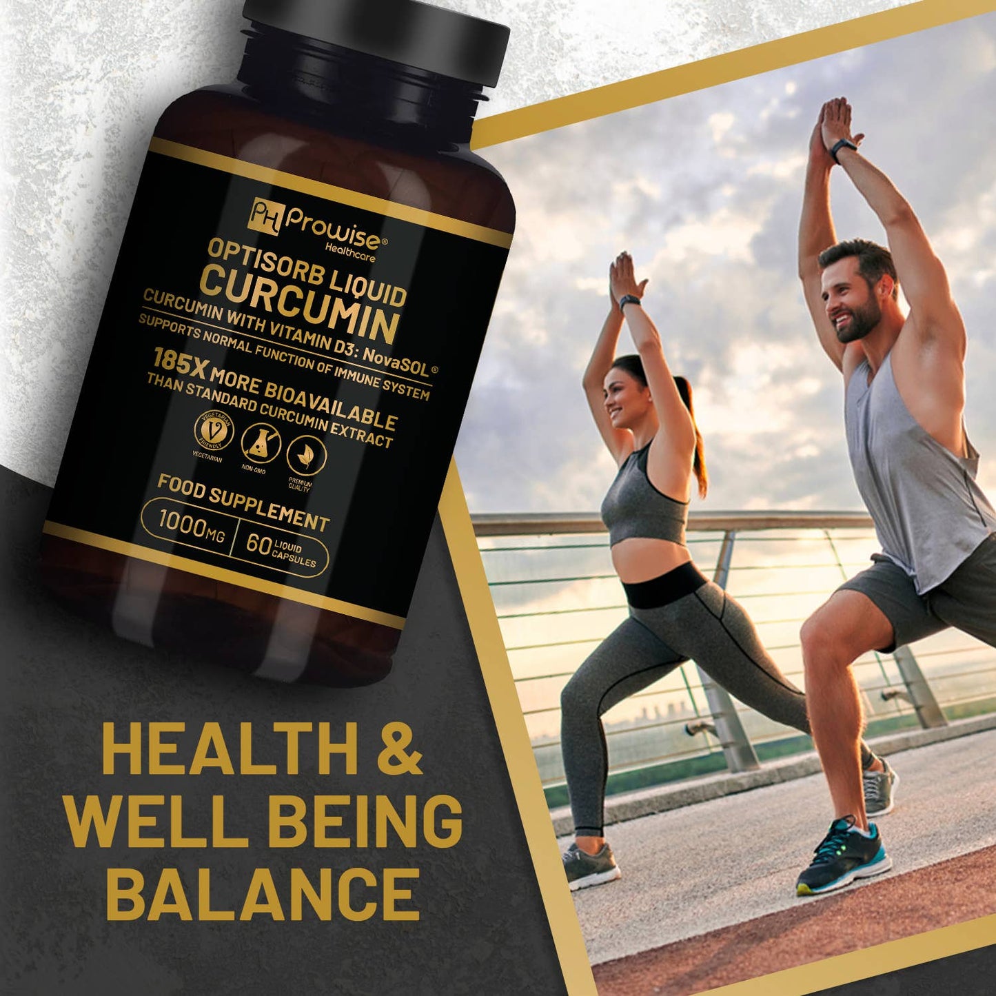 Optisorb Liquid Curcumin with Vitamin D - 60 Capsules | Suit