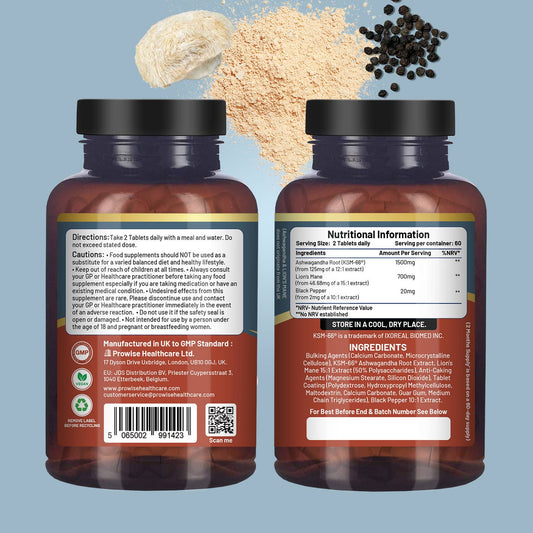 Prowise KSM-66 Ashwagandha & Lion's Mane | 60 Tablets