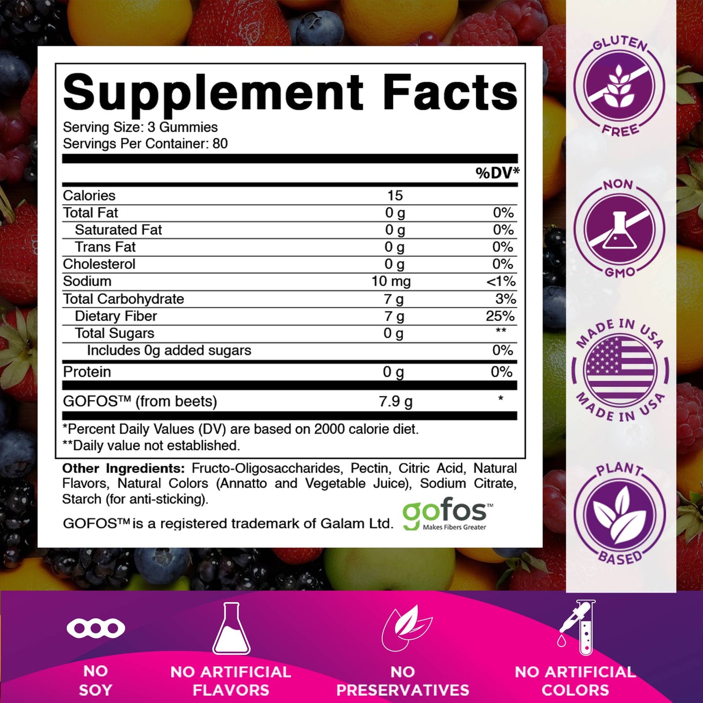 Vitamatic Fiber Gummies Digestive Health & Regularity | 240 Gummies