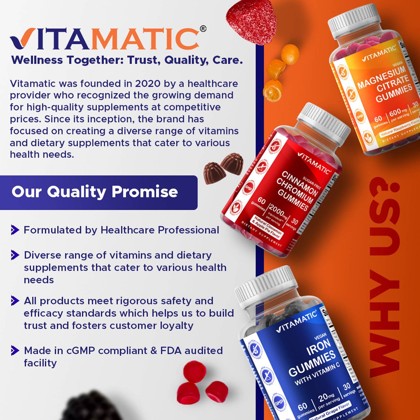 Vitamatic | Pre & Probiotic 5 Billion CFUs | 60 Vegan Gummies
