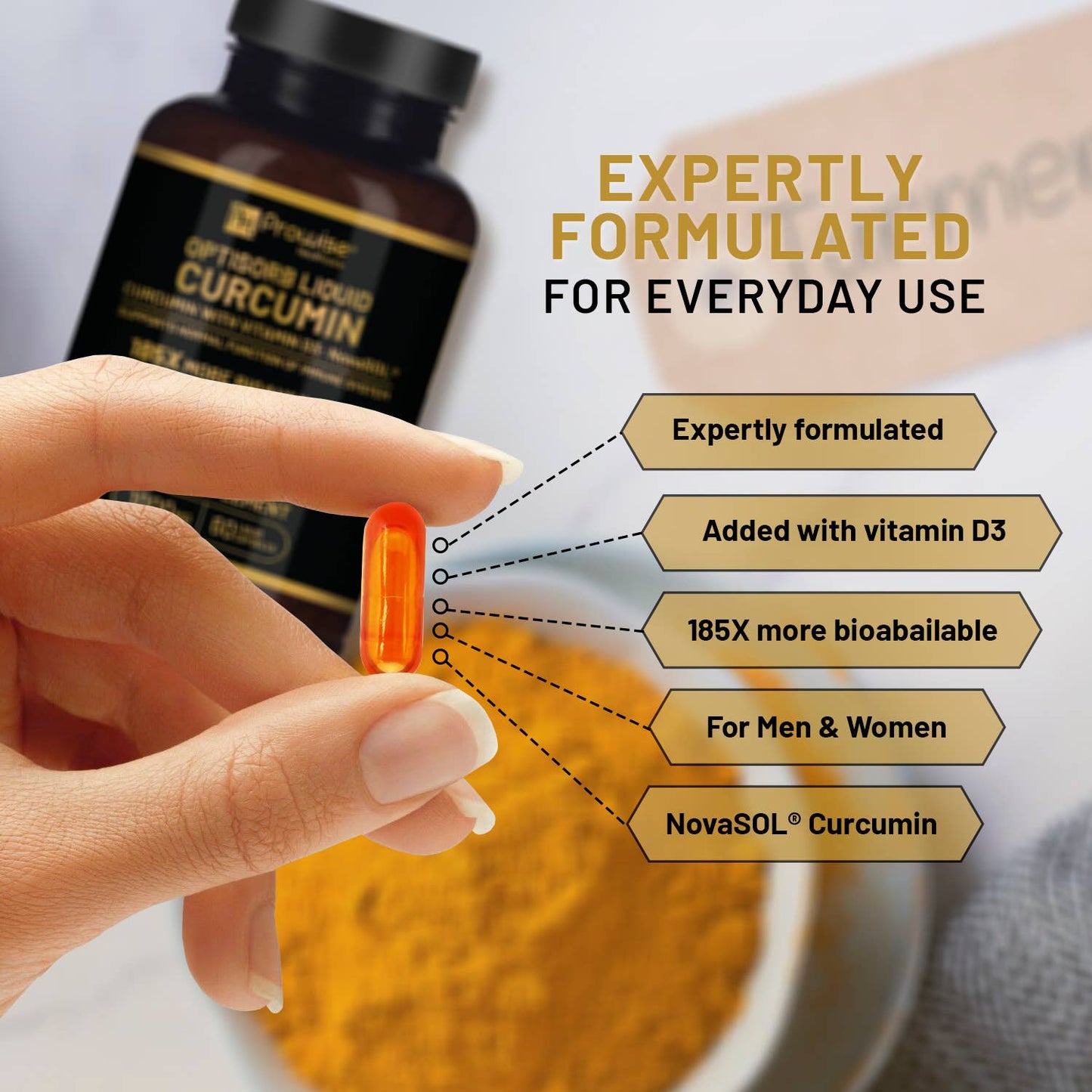 Optisorb Liquid Curcumin with Vitamin D - 60 Capsules | Suit