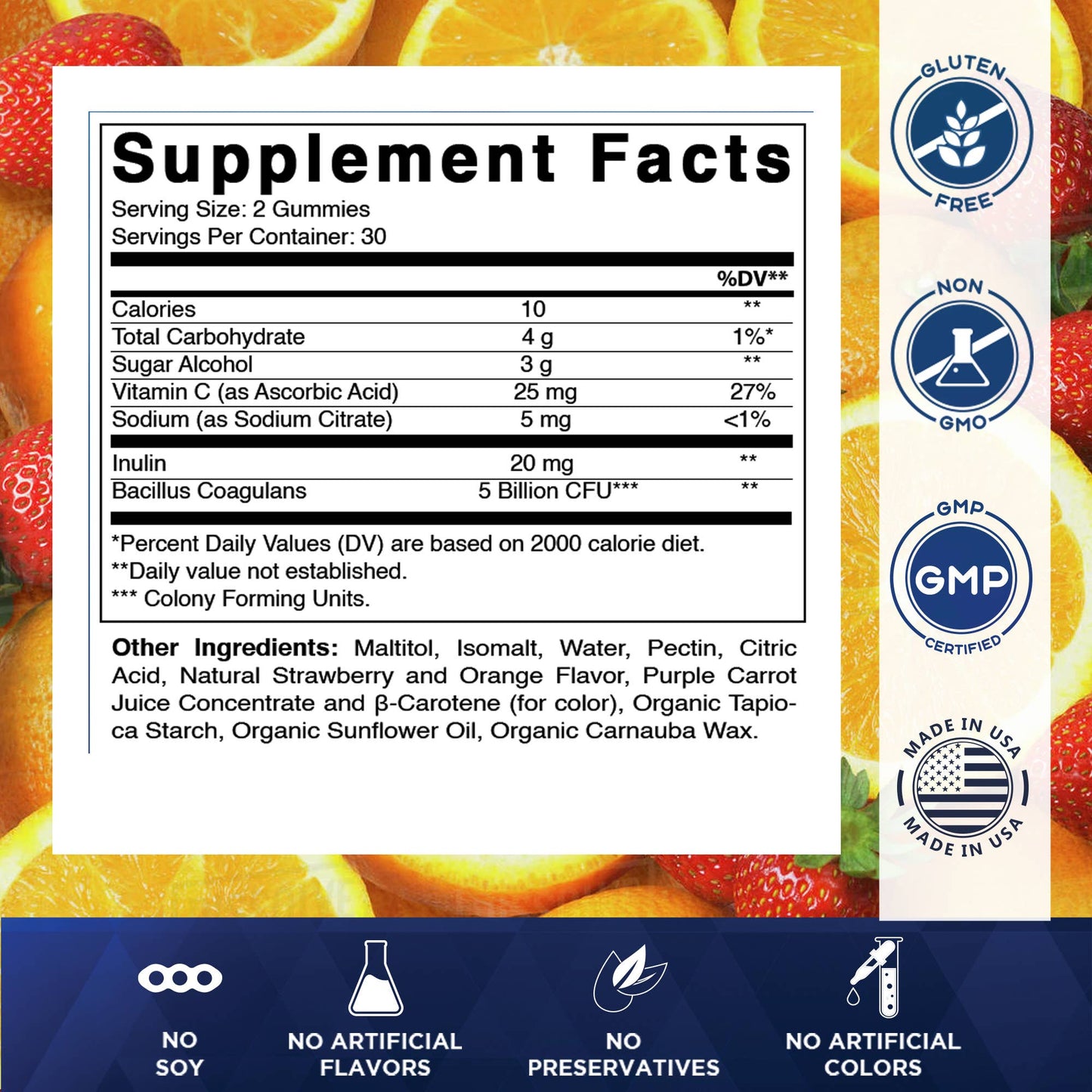 Vitamatic | Pre & Probiotic 5 Billion CFUs | 60 Vegan Gummies