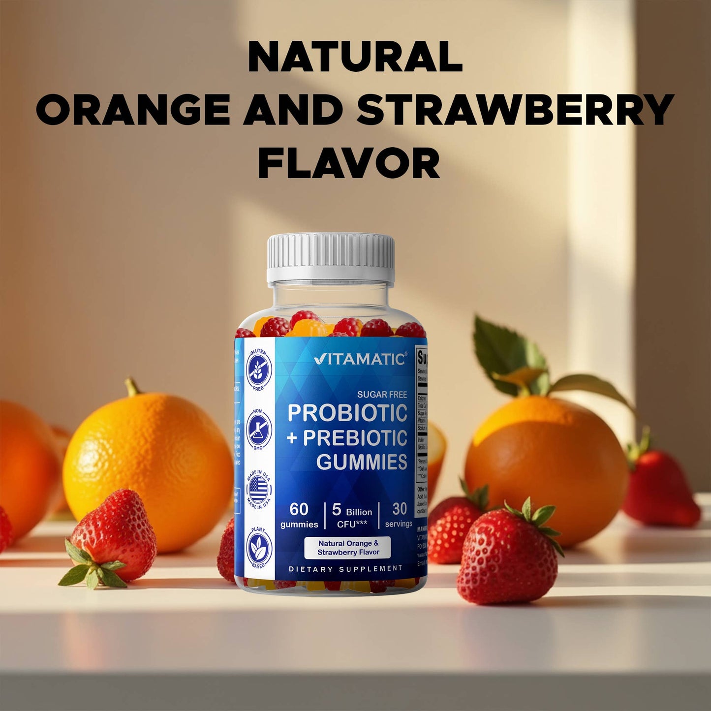Vitamatic | Pre & Probiotic 5 Billion CFUs | 60 Vegan Gummies
