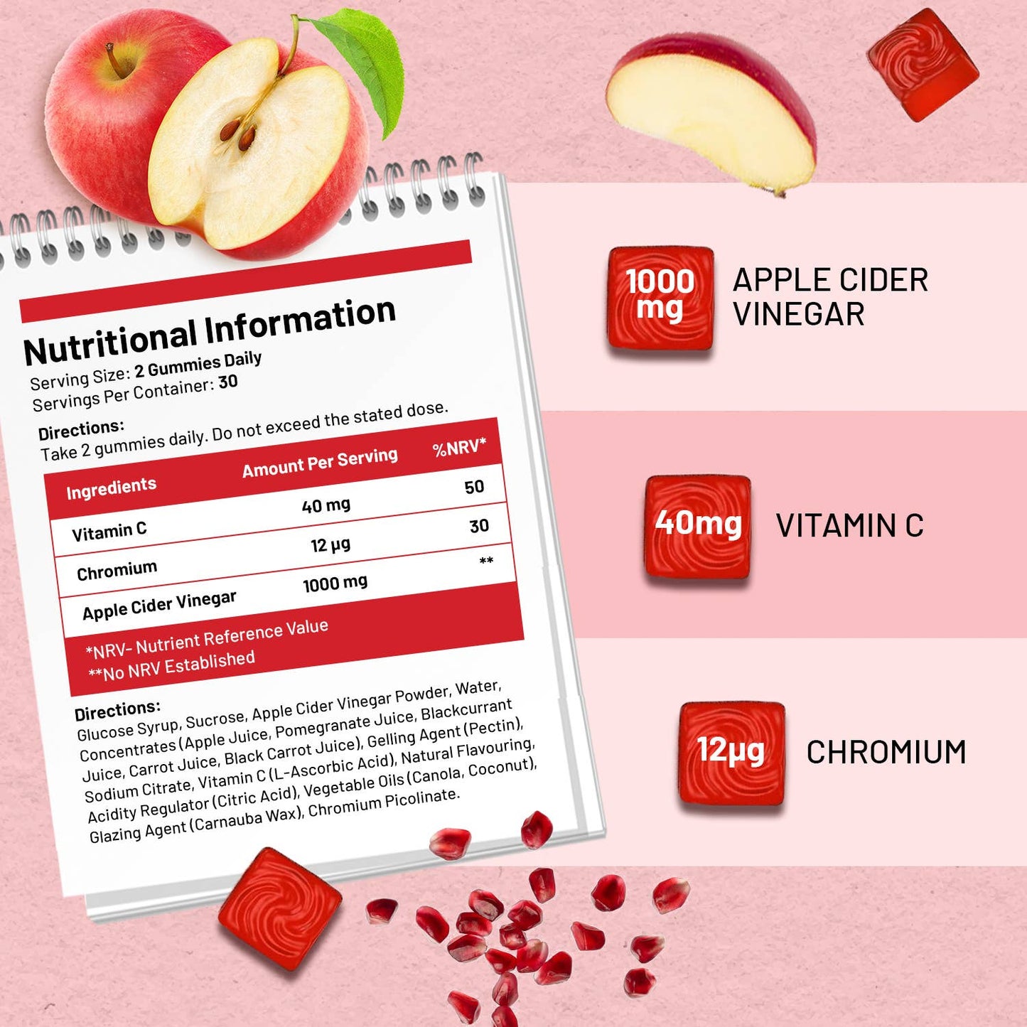 Vegan Apple Cider Vinegar Gummies | High Strength 1000mg