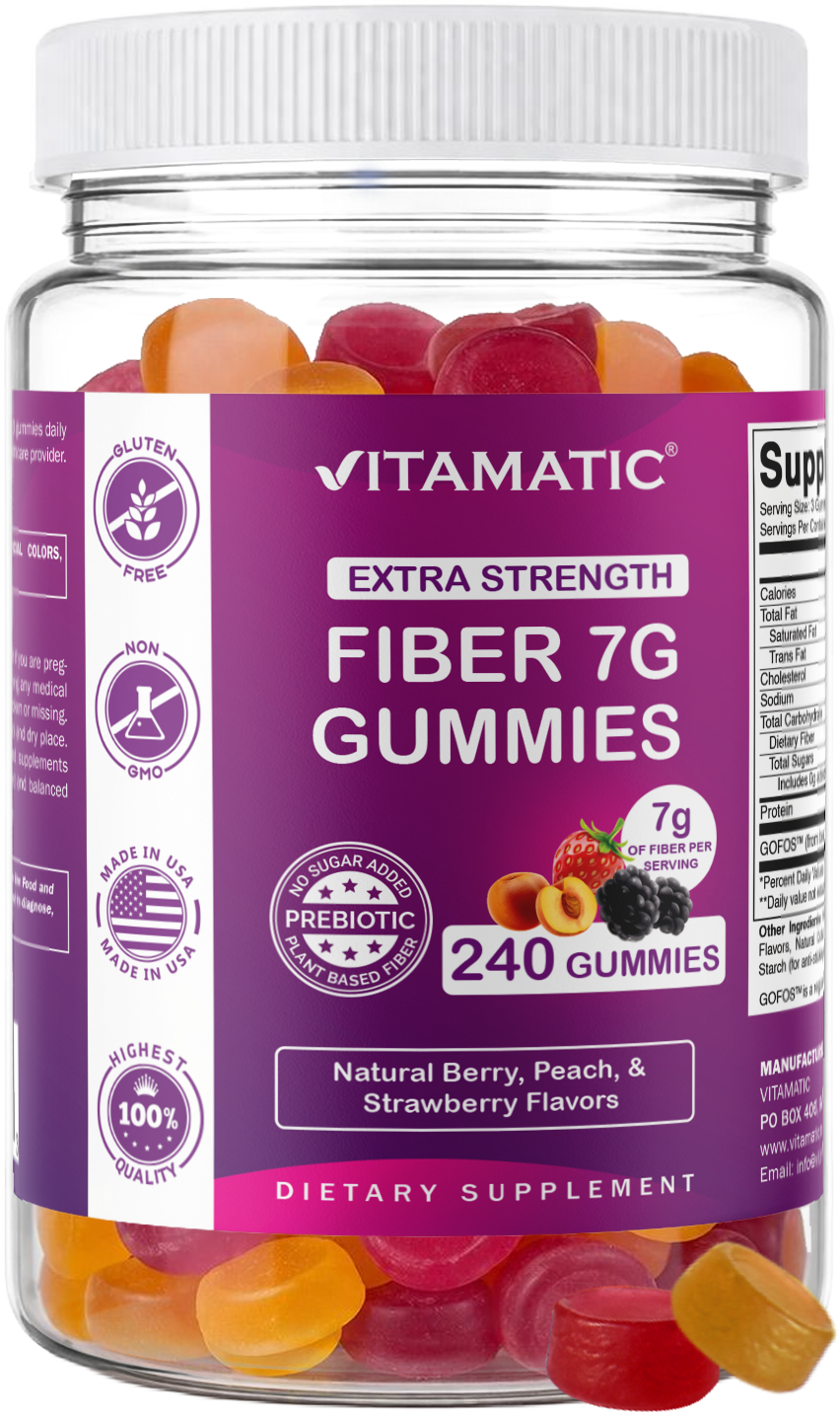 Vitamatic Fiber Gummies Digestive Health & Regularity | 240 Gummies