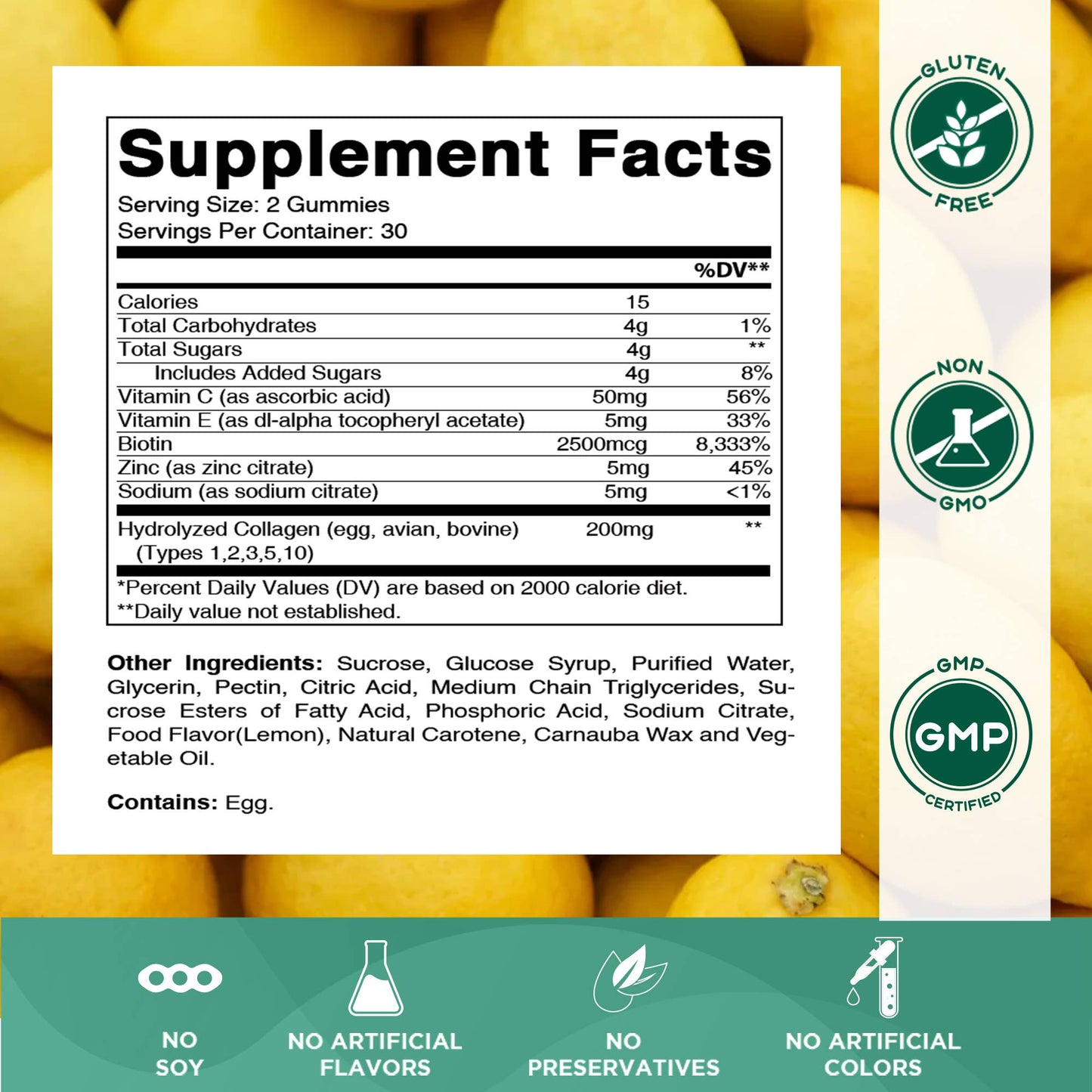 Vitamatic Hydrolyzed Collagen Gummies with  Zinc and Biotin