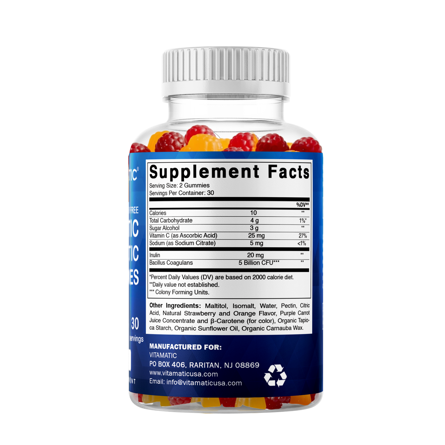 Vitamatic | Pre & Probiotic 5 Billion CFUs | 60 Vegan Gummies
