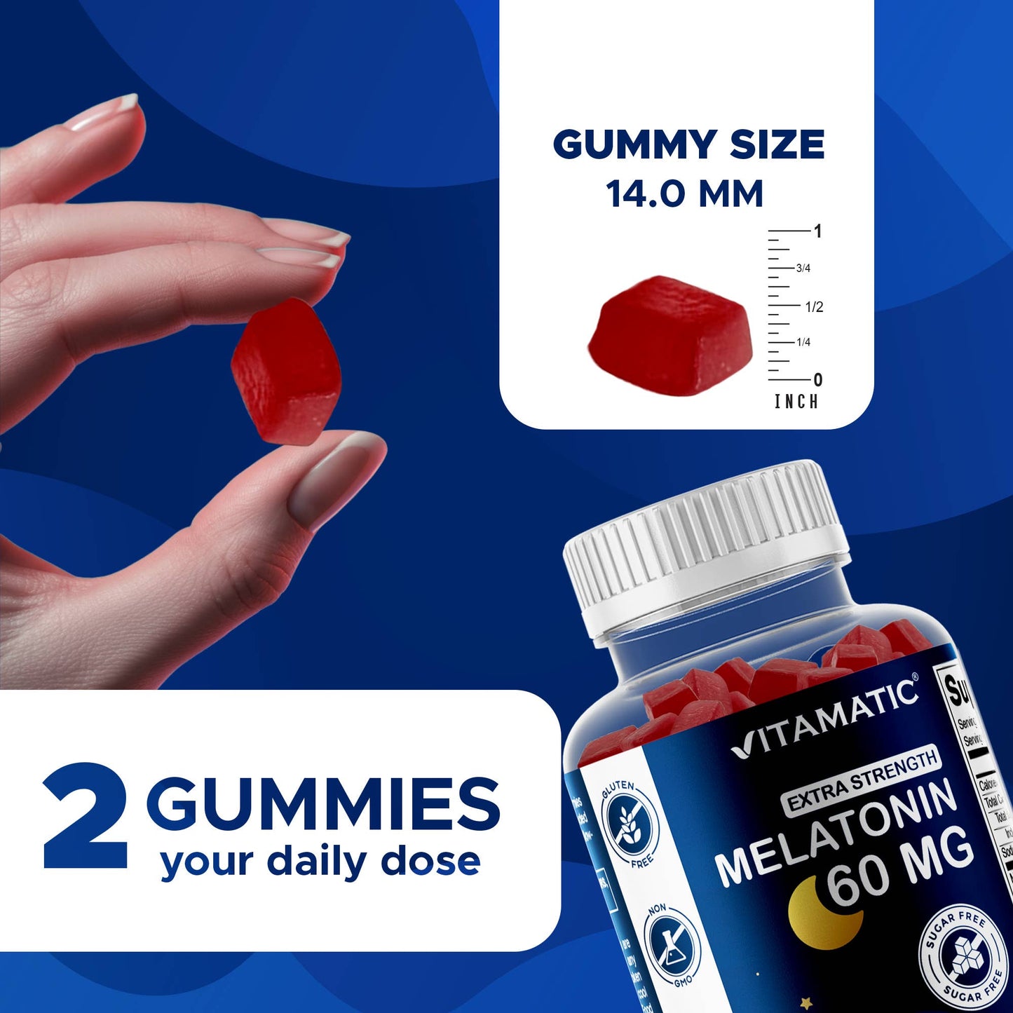 Vitamatic 60mg Melatonin | Sugar Free | Gummies | Vegan