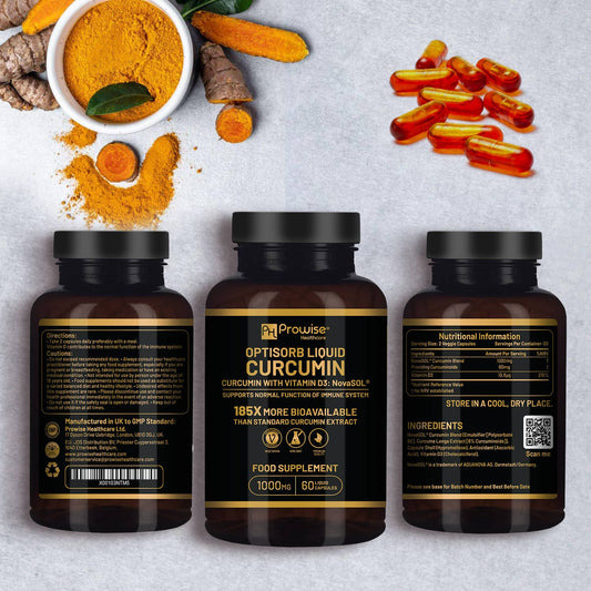 Prowise Optisorb Liquid Curcumin with Vitamin D | 60 Capsules