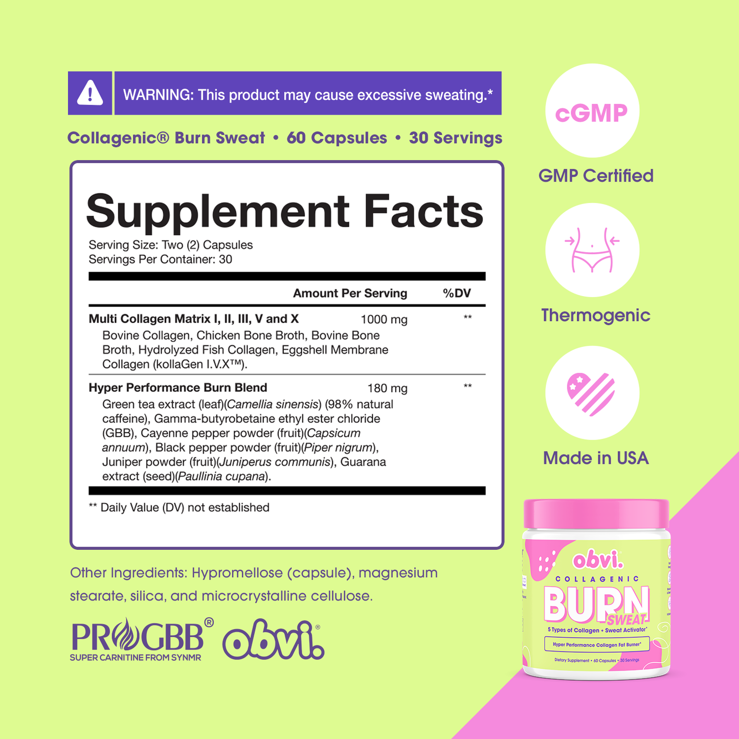 Obvi Burn Sweat - Collagenic Fat Burn & Energy Boost
