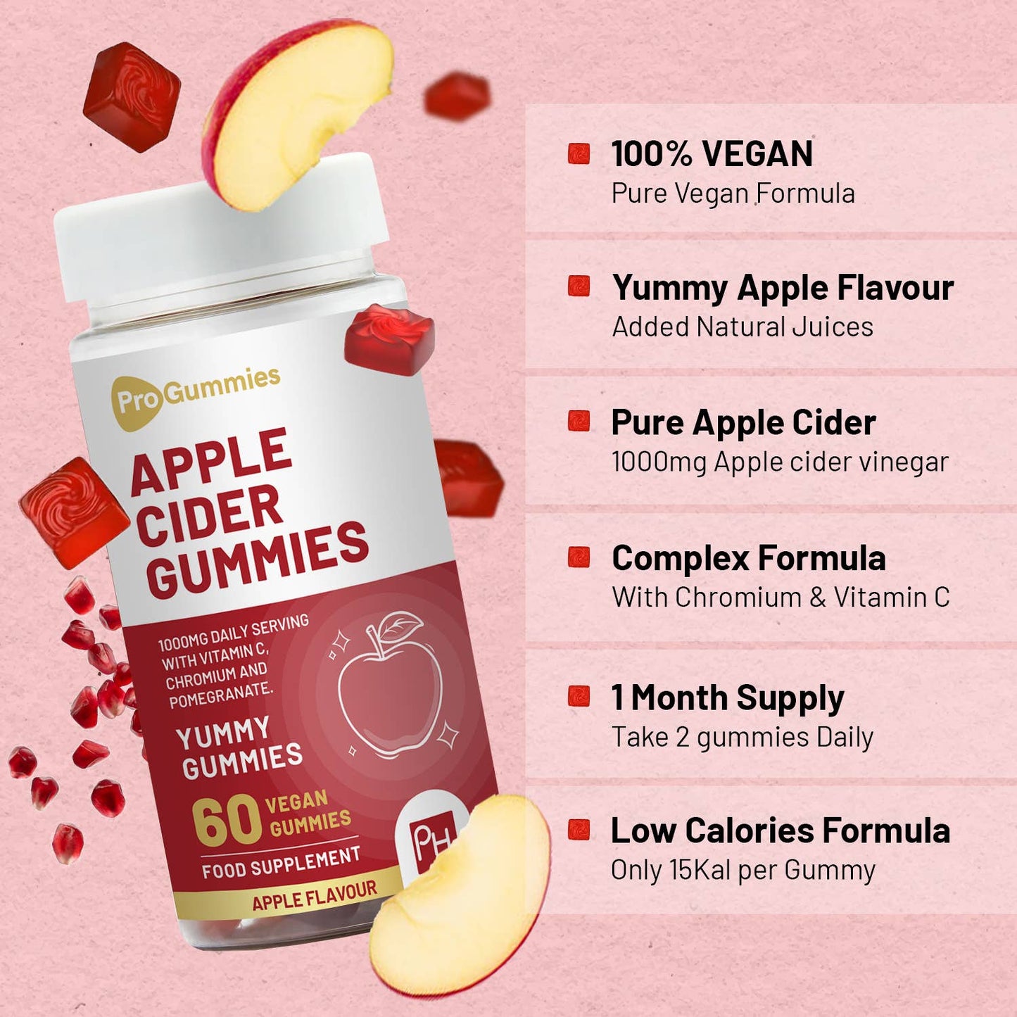 Vegan Apple Cider Vinegar Gummies | High Strength 1000mg