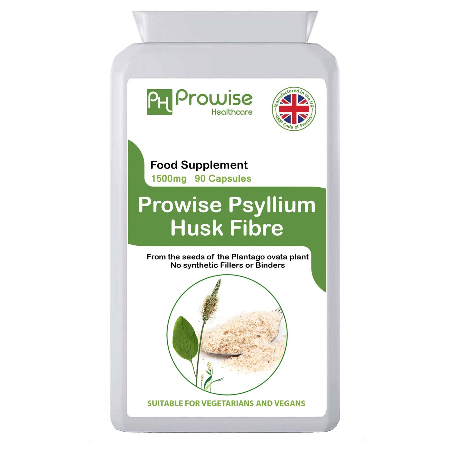 Psyllium Husks 1500mg 90 Capsules - Natural Dietary Fibre
