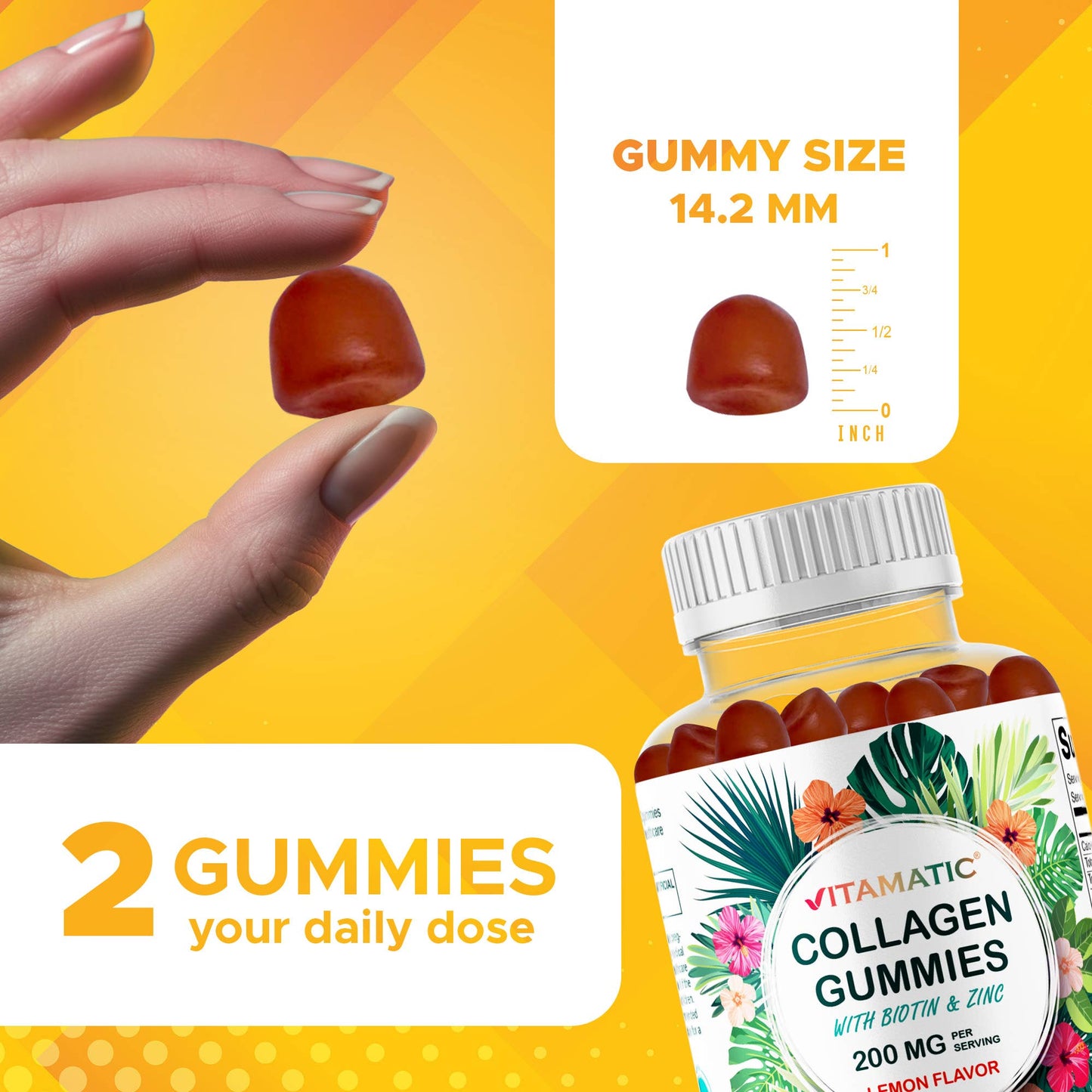 Vitamatic Hydrolyzed Collagen Gummies with  Zinc and Biotin