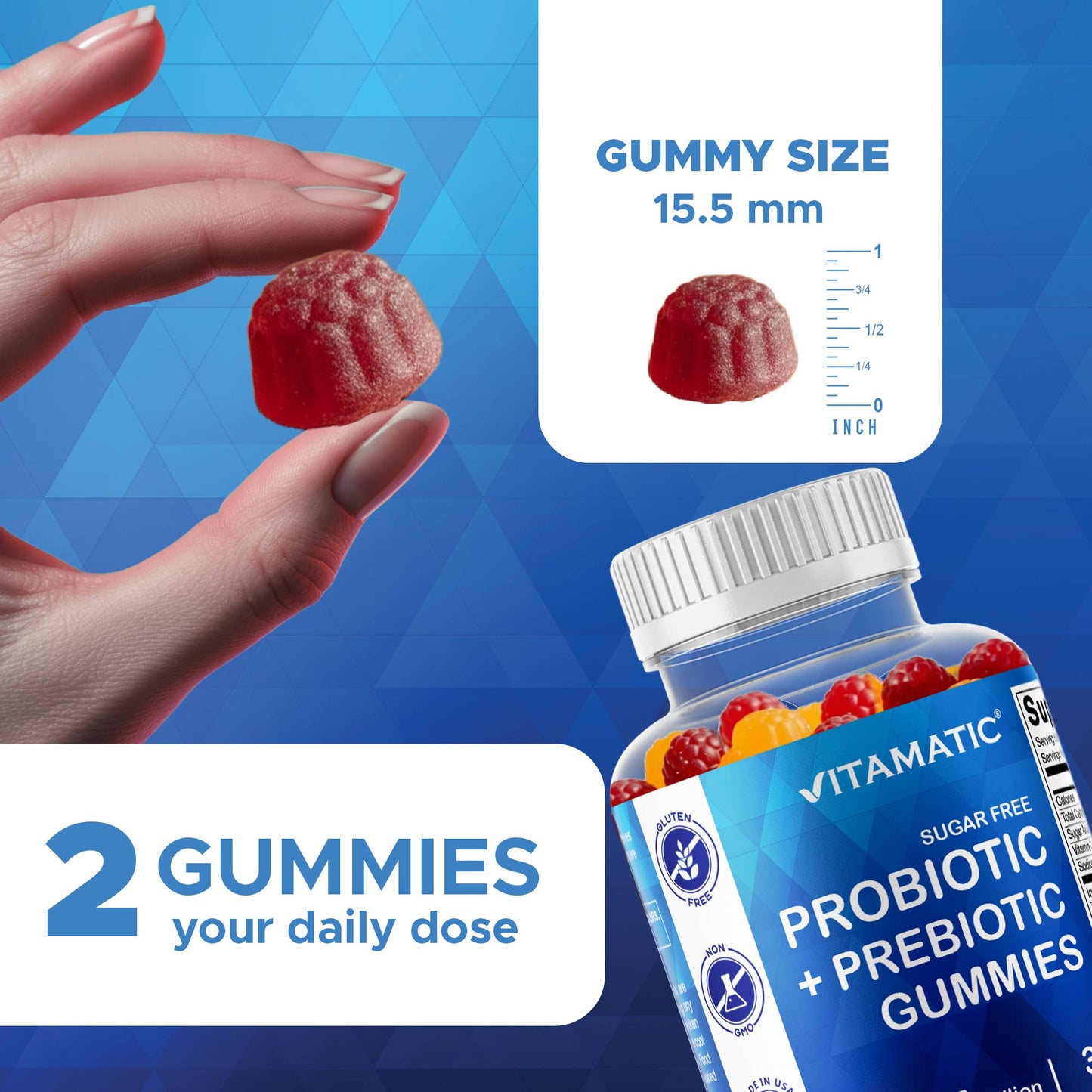 Vitamatic | Pre & Probiotic 5 Billion CFUs | 60 Vegan Gummies