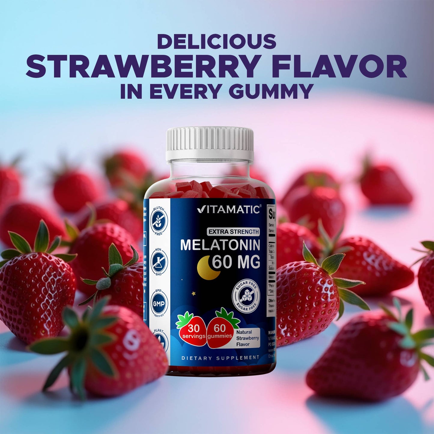 Vitamatic 60mg Melatonin | Sugar Free | Gummies | Vegan