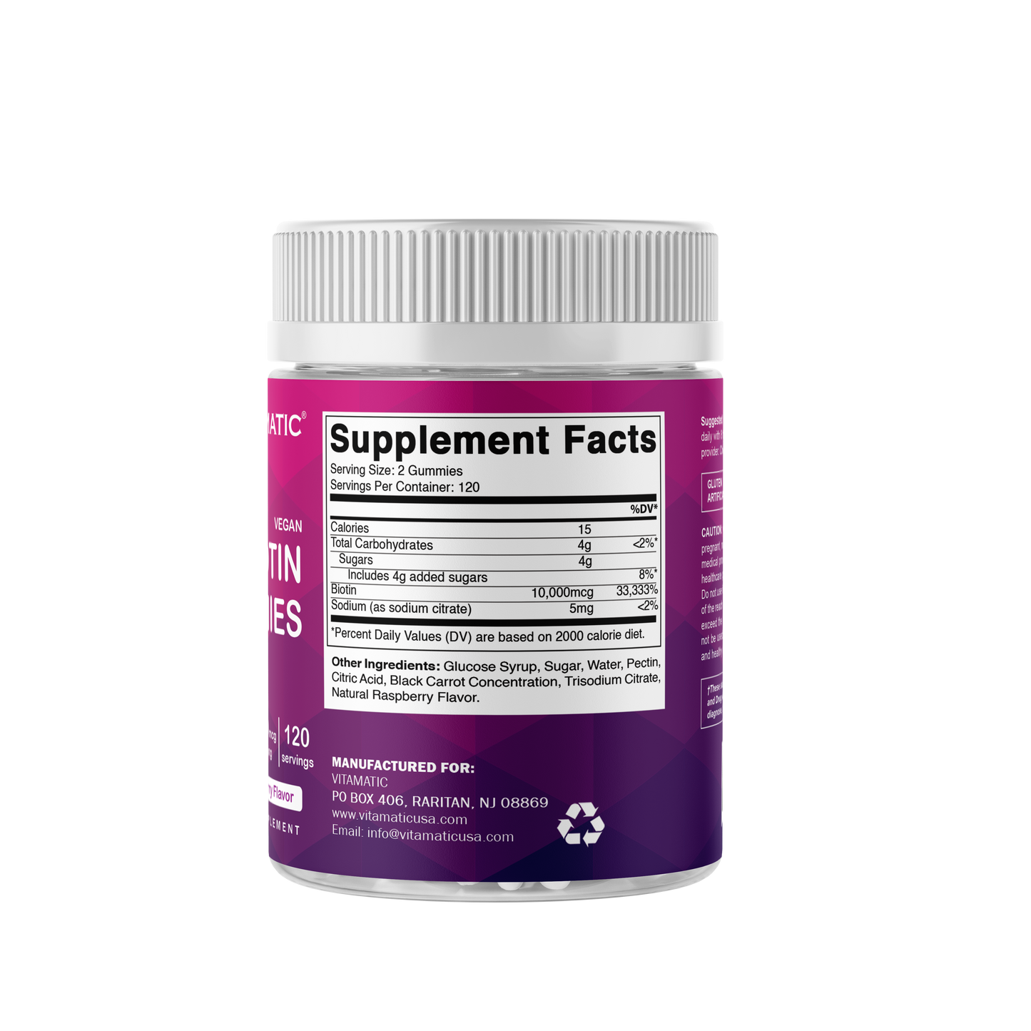 Vitamatic Biotin Gummies 10,000 mcg- 240 Vegan Gummies