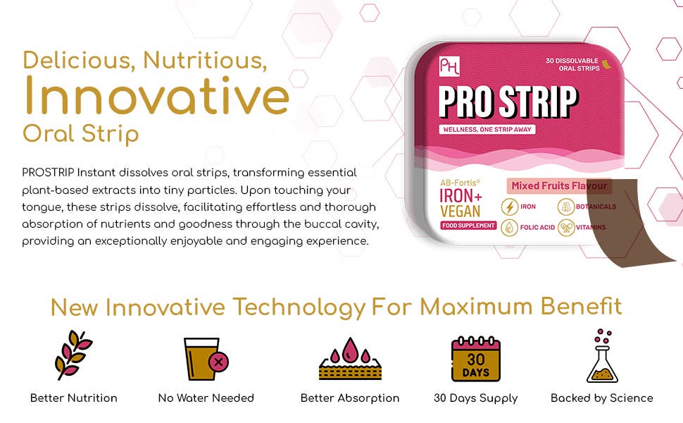 PROSTRIP®️ IRON+ AB-Fortis® 14mg 30 Oral Vegan Strips