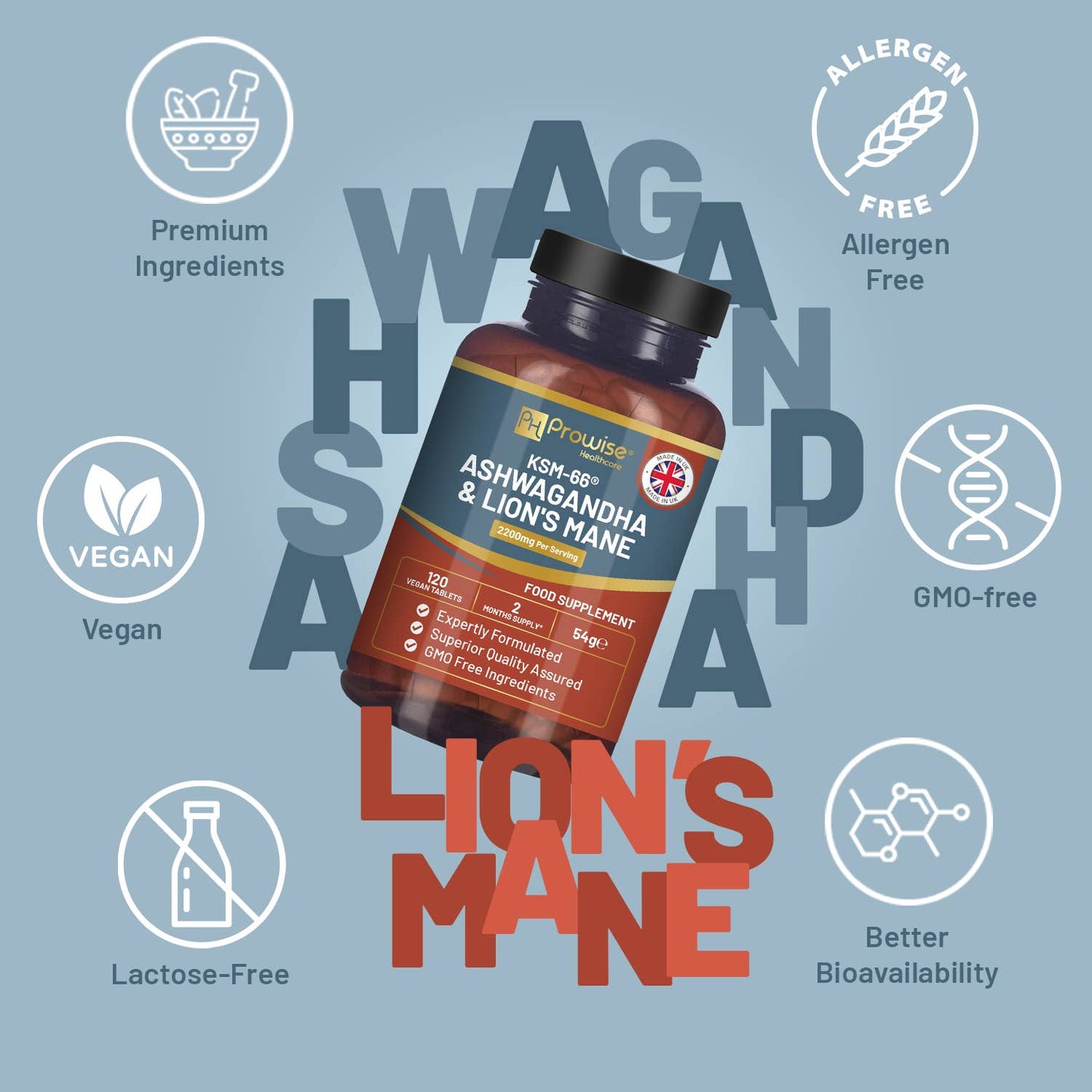 KSM-66 Ashwagandha and Lions Mane Tablets