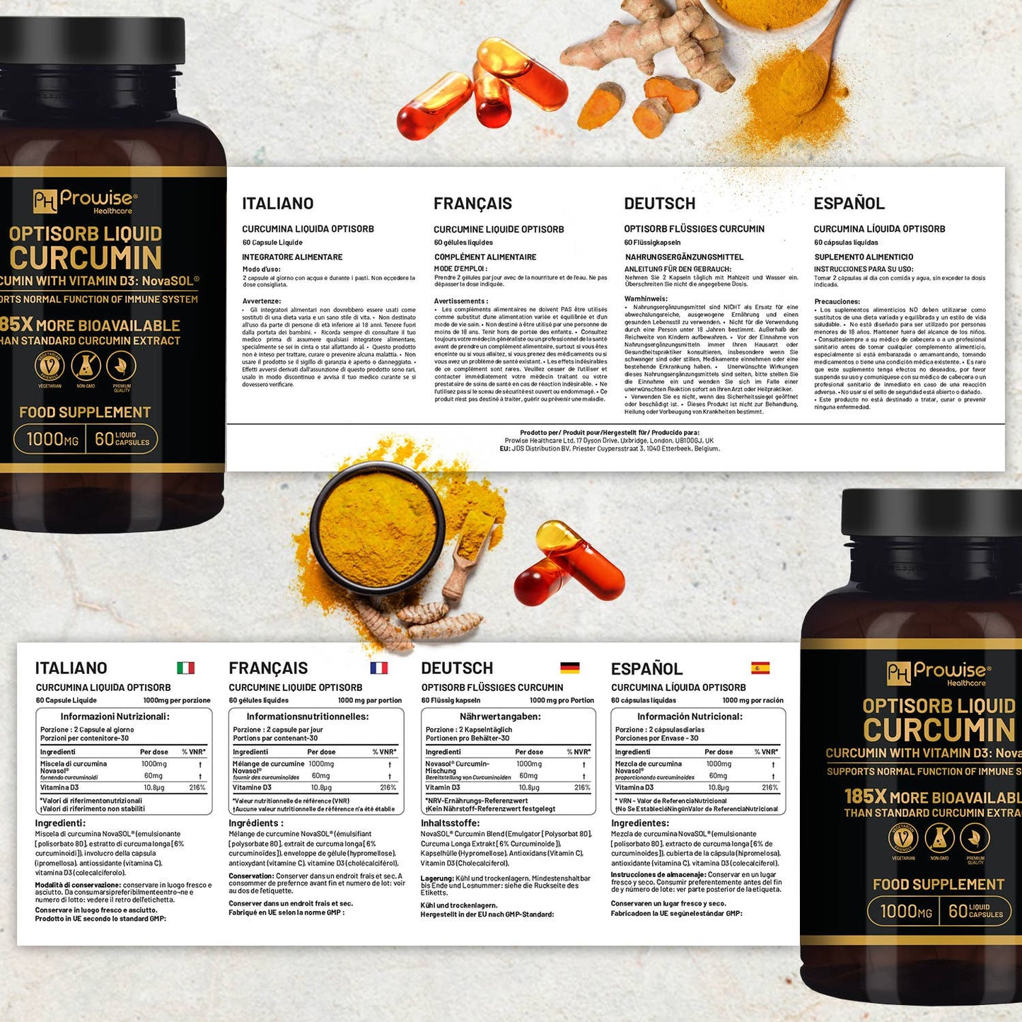Optisorb Liquid Curcumin with Vitamin D - 60 Capsules | Suit